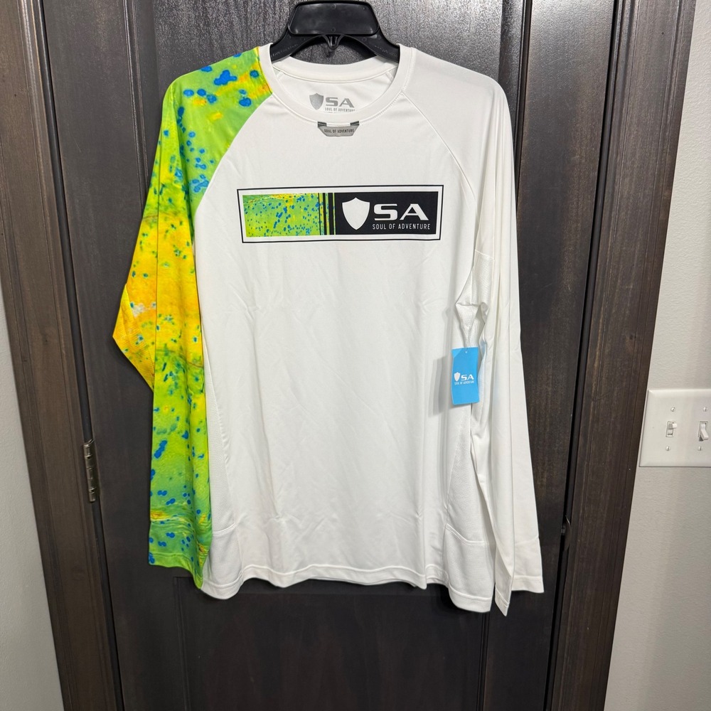 SA Soul of Adventure NWT Mens L Performance Mesh Shirt White Long‎ Sleeve